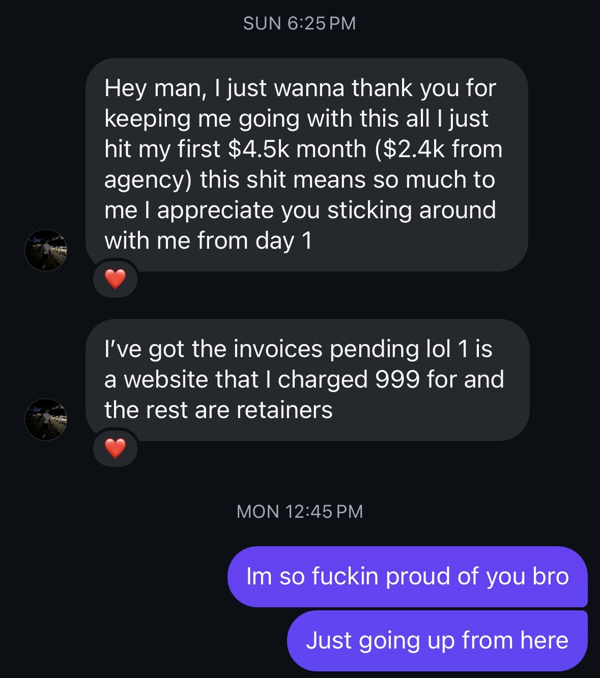 Message: I just hit my first $4.5k month