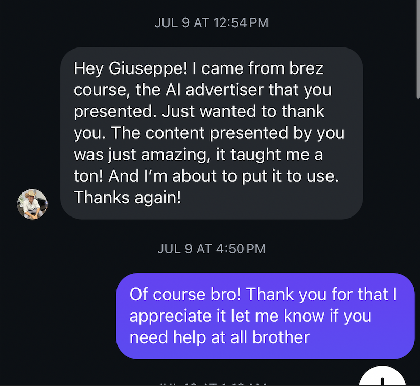 Message: The content you presented was amazing, it taught me a ton
